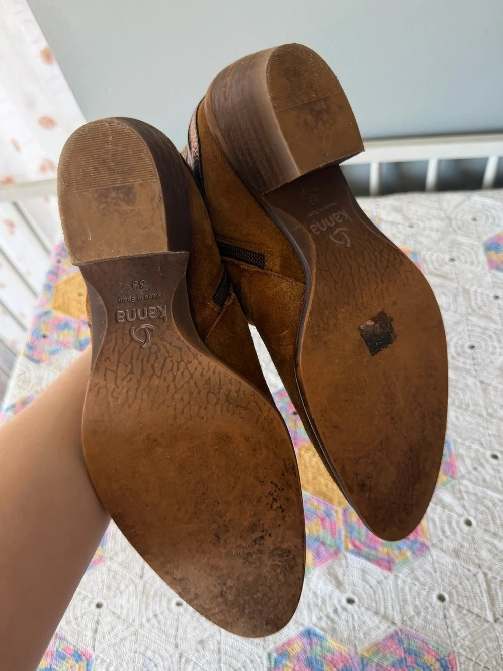 SOLD Anthropologie kanna Spain Leather Booties Metallic Starburst Leather Patch